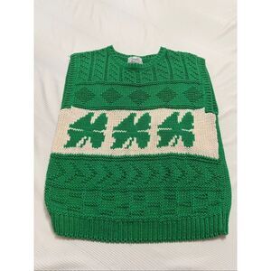 Windcrest Hand Knit Clover Vintage Irish Sweater Vest Size Medium